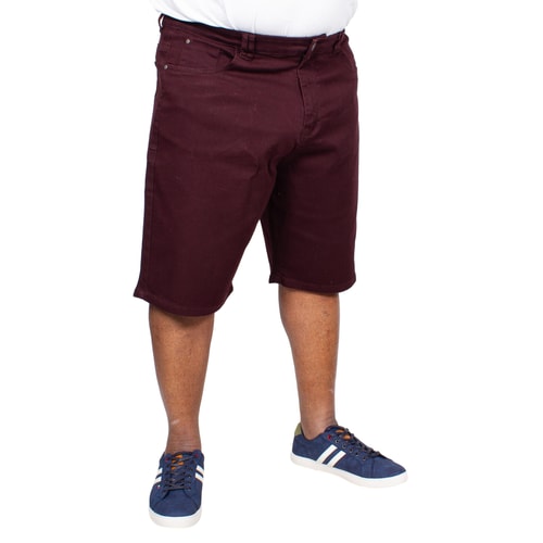 KAM Alba Stretch Denim Shorts Burgundy
