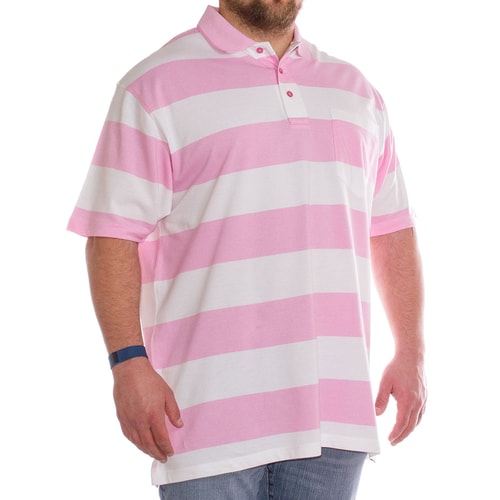 Brooklyn Striped Polo Shirt Pink/White