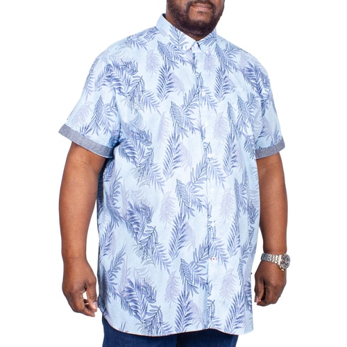 D555 Santana Printed Short Sleeve Shirt Sky Blue