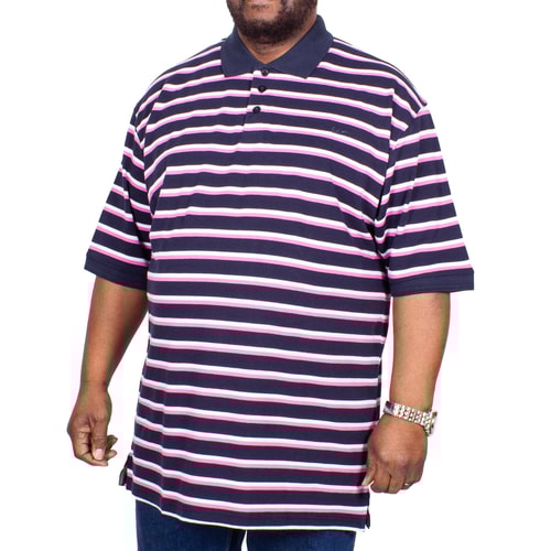 KAM Mini Stripe Polo Shirt Navy