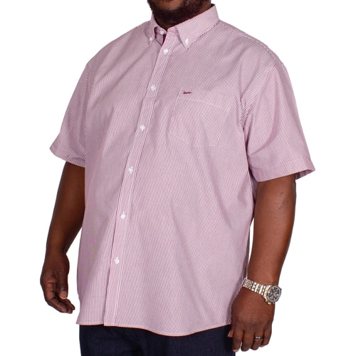 KAM Stripe Short Sleeve Shirt Burgundy