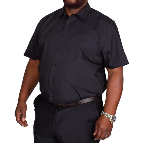 Bigdude Classic Short Sleeve Poplin Shirt Black Tall