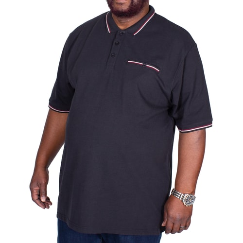 KAM Dobby Waffle Weave Polo Shirt Black