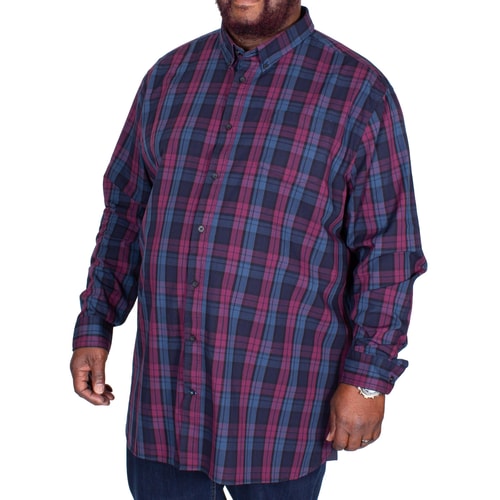 D555 Enderby Long Sleeve Check Shirt Navy/Plum