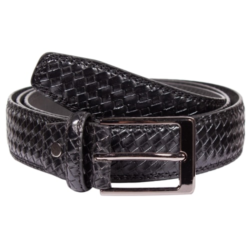 Matthew Leather Woven Effect Belt Black