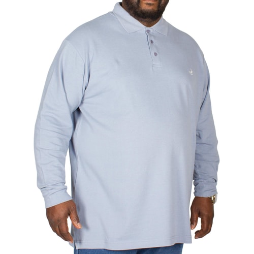 Bigdude Embroidered Long Sleeve Polo Shirt Denim