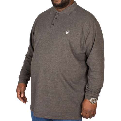 Bigdude Embroidered Long Sleeve Polo Shirt Charcoal