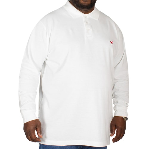 Bigdude Embroidered Long Sleeve Polo Shirt White