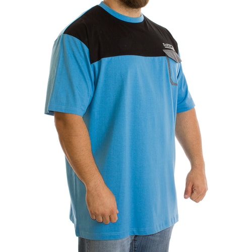 KAM Blue Contrast Panel T-Shirt