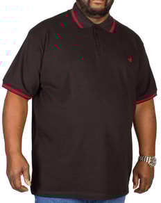 Bigdude Tipped Polo Shirt Black/Red Tall