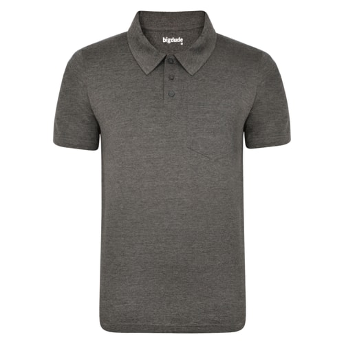 Bigdude Jersey Polo Shirt With Pocket Charcoal