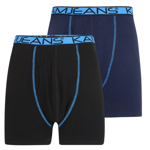 KAM Twin Pack Jersey Boxer Shorts Black/Navy