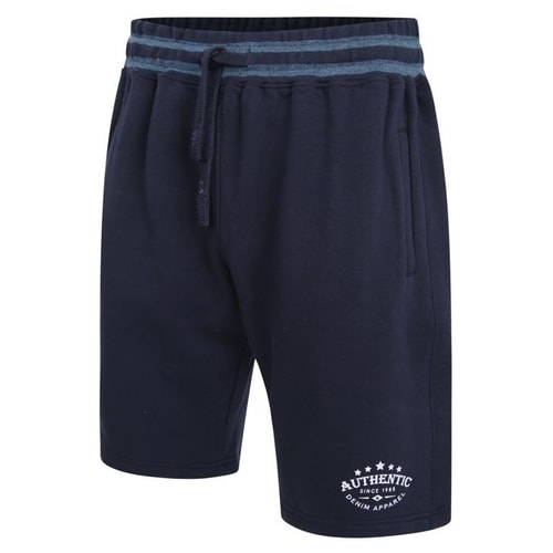 KAM Authentic Print Jog Shorts Navy