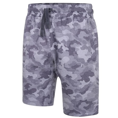 KAM Camo Print Jogger Shorts Indigo