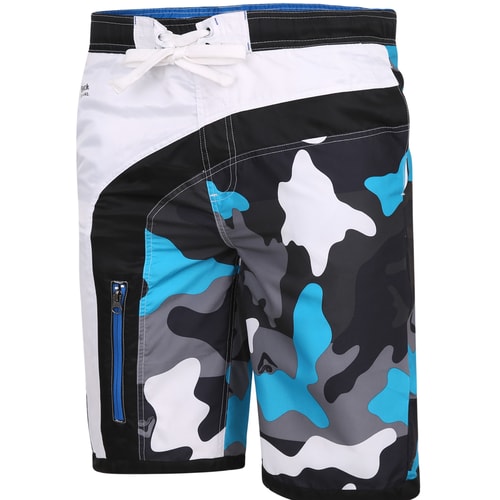 KAM Contrast Panel Camo Print Swimmers Black