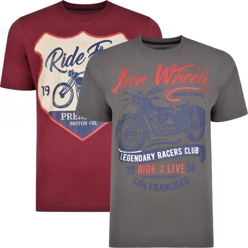 Kam Twin Pack Ride Free / Iron Wheels Print T-shirts