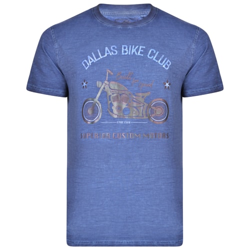 KAM Dallas Bike Club Printed T-Shirt Blue