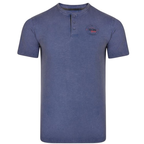 KAM Grandad Neck Bronx T-Shirt Indigo