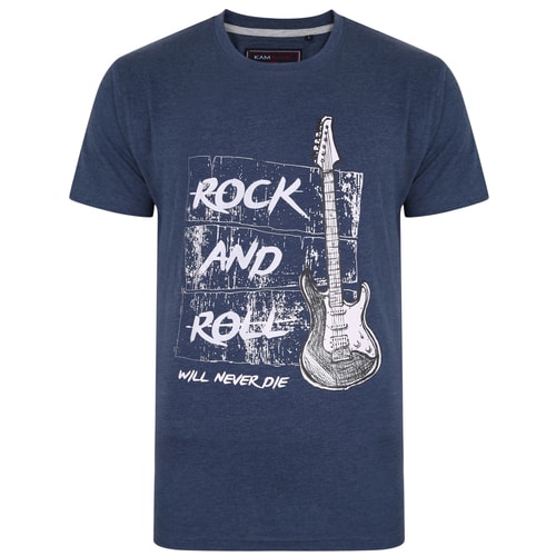 KAM Guitar Print Marl T-Shirt Insignia