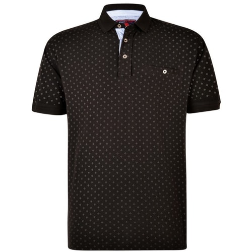 KAM Dobby Print Polo Shirt Black