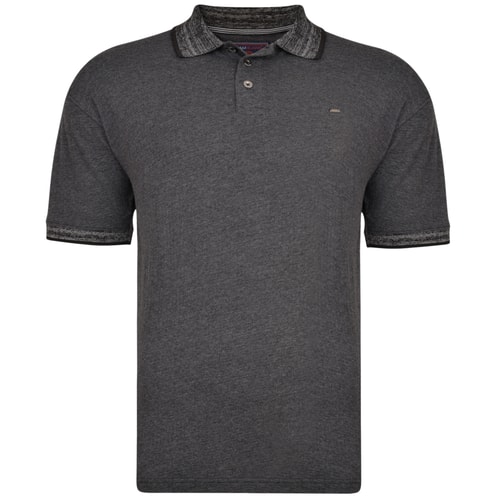 KAM Dobby Weave Slub Polo Shirt Black