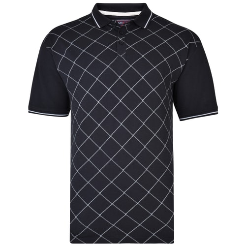 KAM Diamond Print Pique Polo Navy