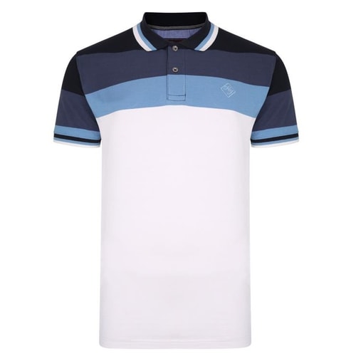 KAM Contrast Stripe Polo Shirt Blue