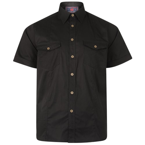 KAM Retro Stretch Short Sleeve Shirt Black