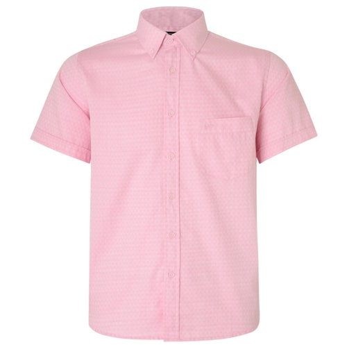 KAM Herringbone Short Sleeve Shirt Pink
