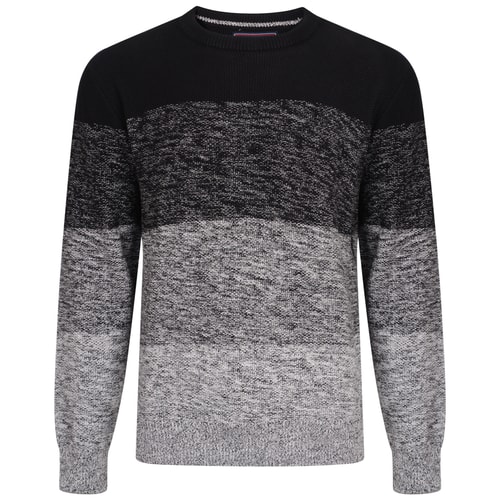 KAM Ombre Long Sleeve Knit Jumper Black