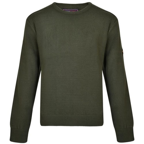 KAM Crew Neck Rib Jumper Khaki