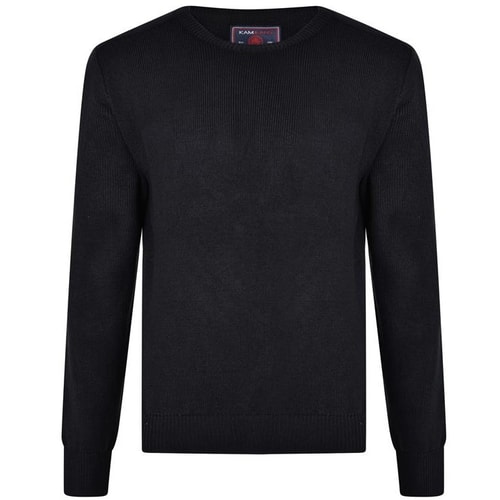 KAM Crew Neck Rib Jumper Navy