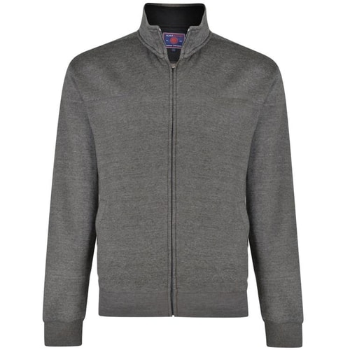 KAM Casual Zip Through Sweater Charcoal