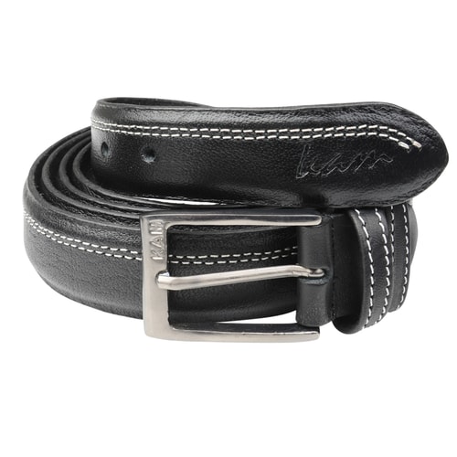 KAM Leather Trouser Belt Black