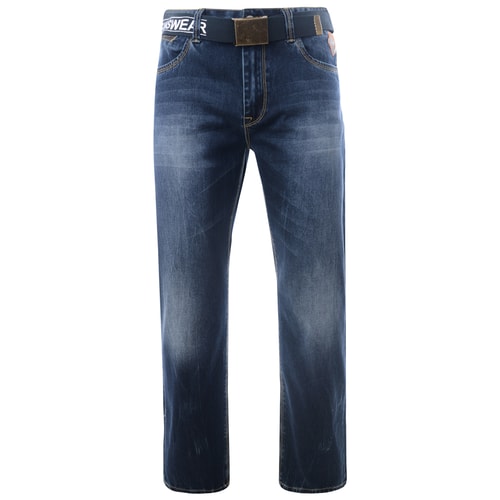 KAM Belted Distressed Jeans