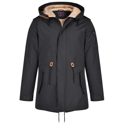 KAM Sherpa Lined Parker Coat Black