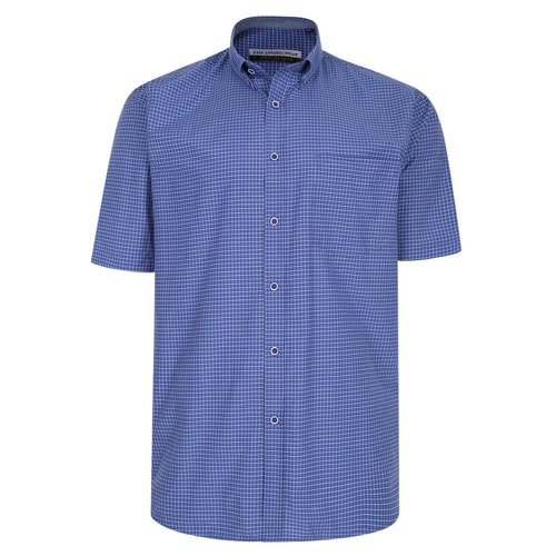 KAM Premium Mini Check Shirt Navy