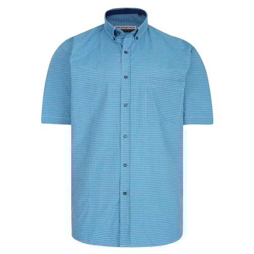 KAM Premium Mini Check Shirt Turquoise