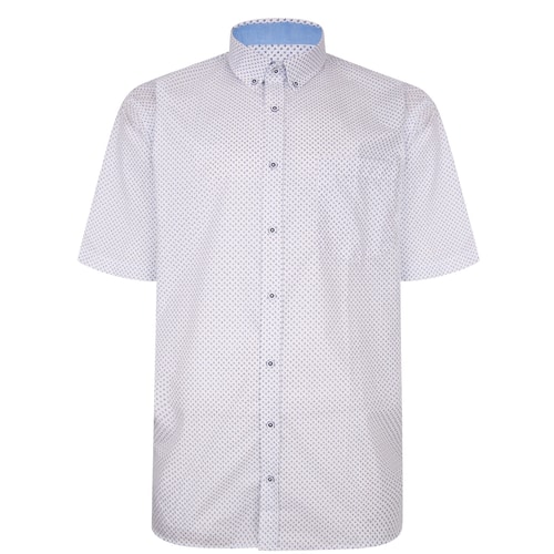 KAM Premium Dobby Print Shirt White