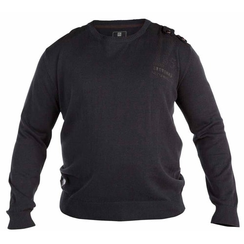 D555 Furlong Jumper With Shoulder Patches & Chest Print Black