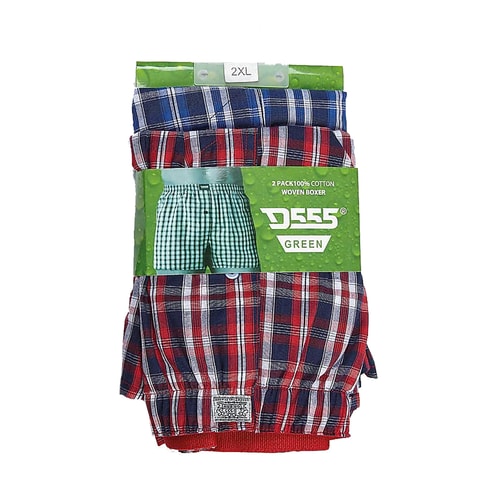 D555 Pack of Two Woven Boxer Shorts- Plaid