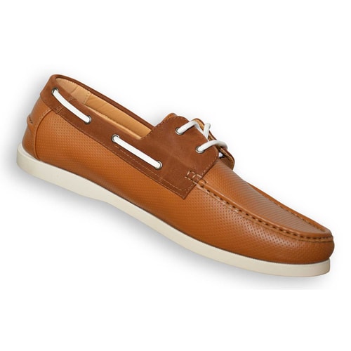 D555 Perforated Boat Shoes Tan