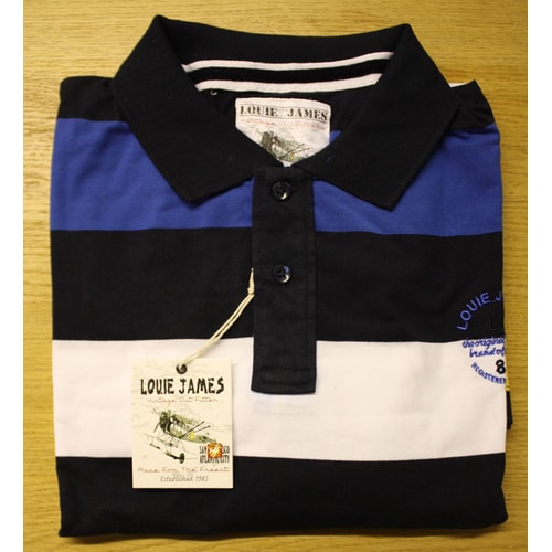 Brooklyn Navy/ White/ Blue/ Yellow Stripe Polo Shirt