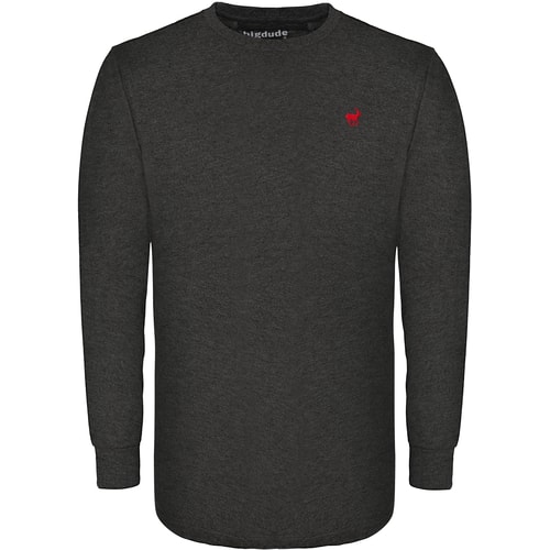 Bigdude Long Sleeve Crew Neck T-Shirt Charcoal