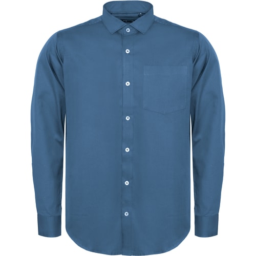 Bigdude Fine Twill Long Sleeve Shirt Blue