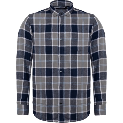 Bigdude Check Flannel Long Sleeve Shirt Navy/Grey