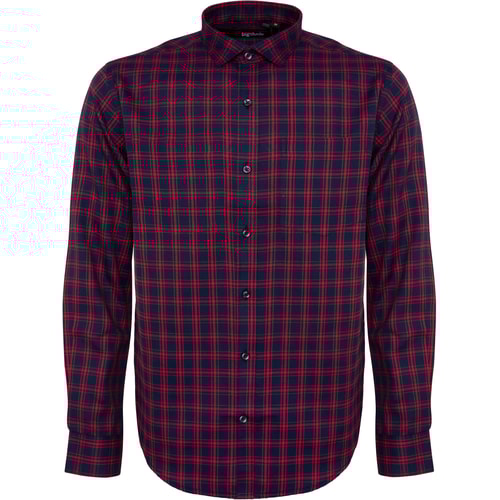 Bigdude Fine Check Long Sleeve Shirt Navy/Red