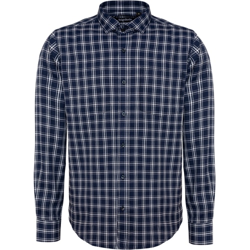 Bigdude Fine Check Long Sleeve Shirt Navy/White Tall