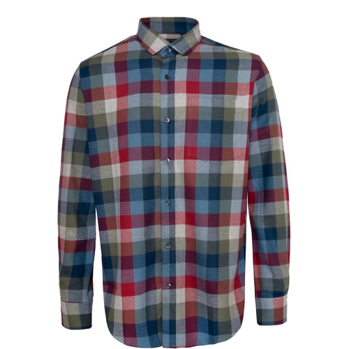 Bigdude Check Flannel Long Sleeve Shirt Red/Blue Tall