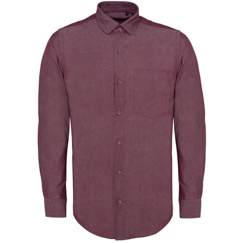 Bigdude Chambray Long Sleeve Shirt Red Tall